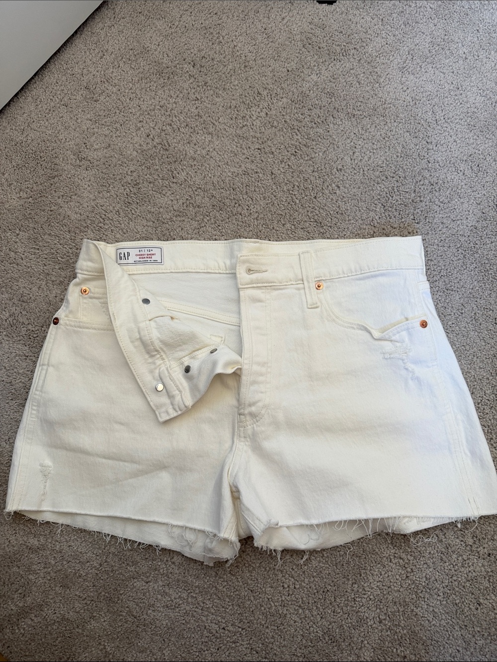 GAP Cream-White Denim Cutoff Shorts